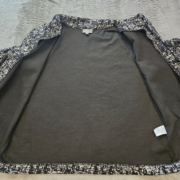 JM Collection Womens XL Black White Textured Knit Mock Neck Button Front Jacket - Picture 6 of 9